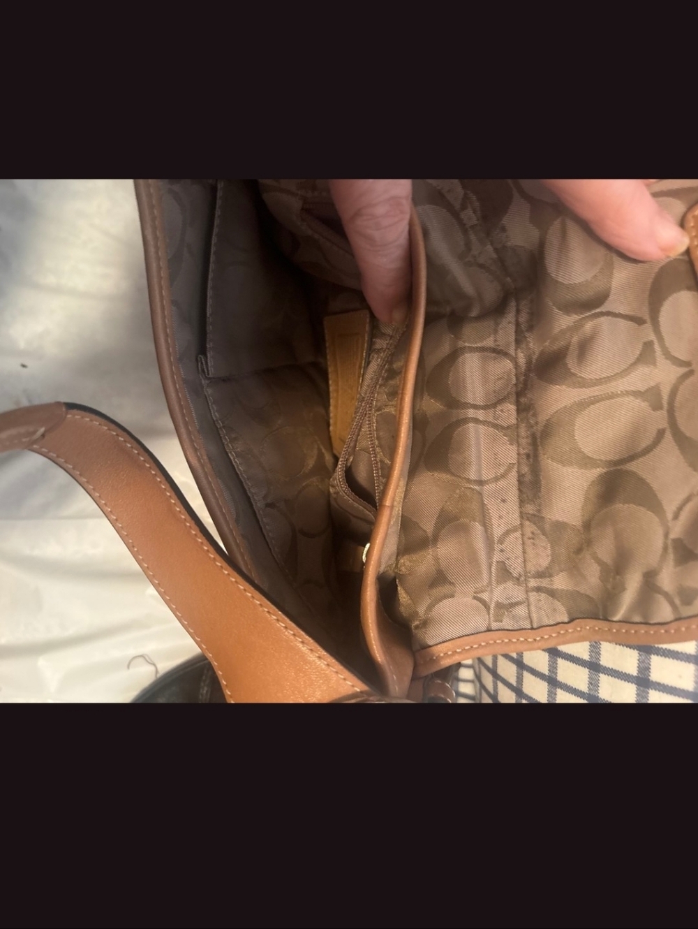 Coach Tan Leather Shoulder Bag with Buckle Accent - Picture 3 of 4